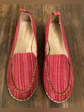 Born Sitton Red Tweed Fabric Espadrille Flats